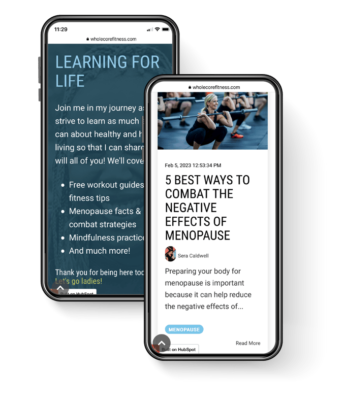 Whole Core Fitness Blog on Mobile - Phone Mock-up